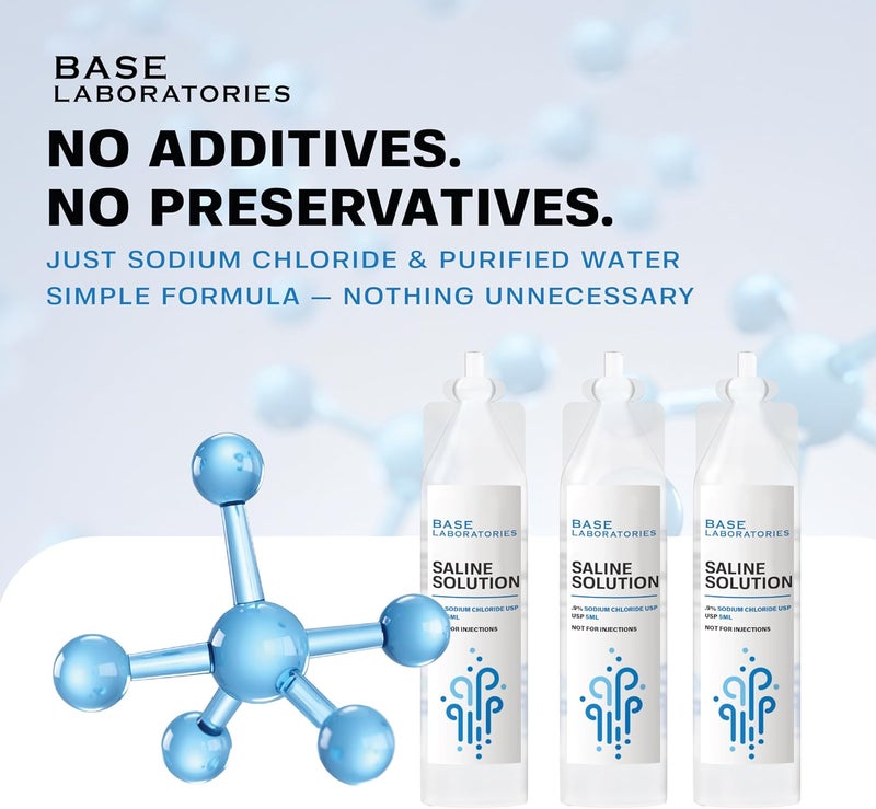 BASE LABORATORIES 0.9% Saline Solution for Nebulizer Machine | Saline Solution for Inhalation & Nasal Irrigation | 0.9% Concentration l (25 x 2) 50 Vials 5ml Unit Dose - Image 4